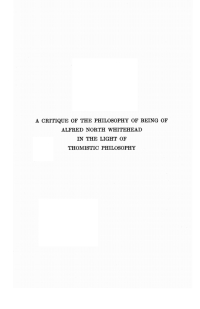 Cover image: A Critique of the Philosophy of Being of Alfred North Whitehead in the Light of Thomistic Philosophy 9781498294874