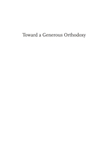 Cover image: Toward a Generous Orthodoxy 9781532605420