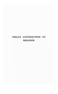 صورة الغلاف: Philo’s Contribution to Religion 9781532618765