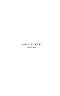 Cover image: Immanuel Kant 1724–1924 9781532618963
