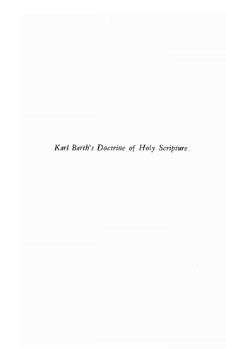 Imagen de portada: Karl Barth’s Doctrine of Holy Scripture 9781532663703