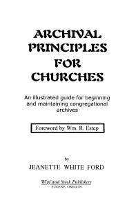 Cover image: Archival Principles of Churches 9781592440887