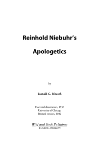 Imagen de portada: Reinhold Niebuhr's Apologetics 9781579109639