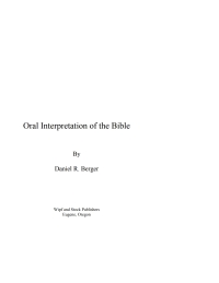 Omslagafbeelding: Oral Interpretation of the Bible 9781592443918