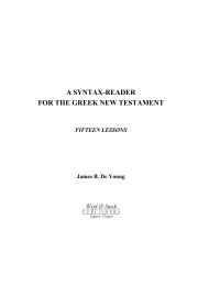 Cover image: A Syntax-Reader for the Greek New Testament 9781592446896