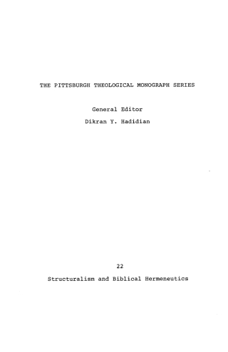 صورة الغلاف: Structuralism and Biblical Hermeneutics 9780915138180