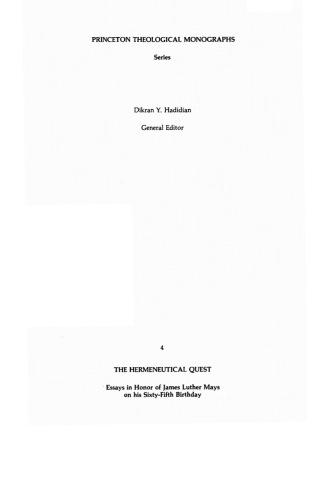 Cover image: The Hermeneutical Quest 9780915138869
