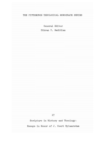 Cover image: Scripture in History and Theology 9780915138326
