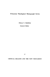 Cover image: Critical Realism and the New Testament 9780915138975