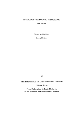 Imagen de portada: The Emergence of Contemporary Judaism, Volume 3 9780915138579