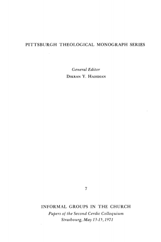 Cover image: Informal Groups in the Church 9780915138081