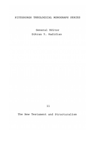 Cover image: The New Testament and Structuralism 9780915138135