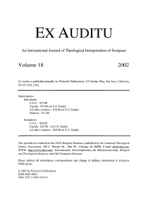 Cover image: Ex Auditu - Volume 18 9781498232548