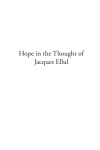 Imagen de portada: Hope in the Thought of Jacques Ellul 9781597523509