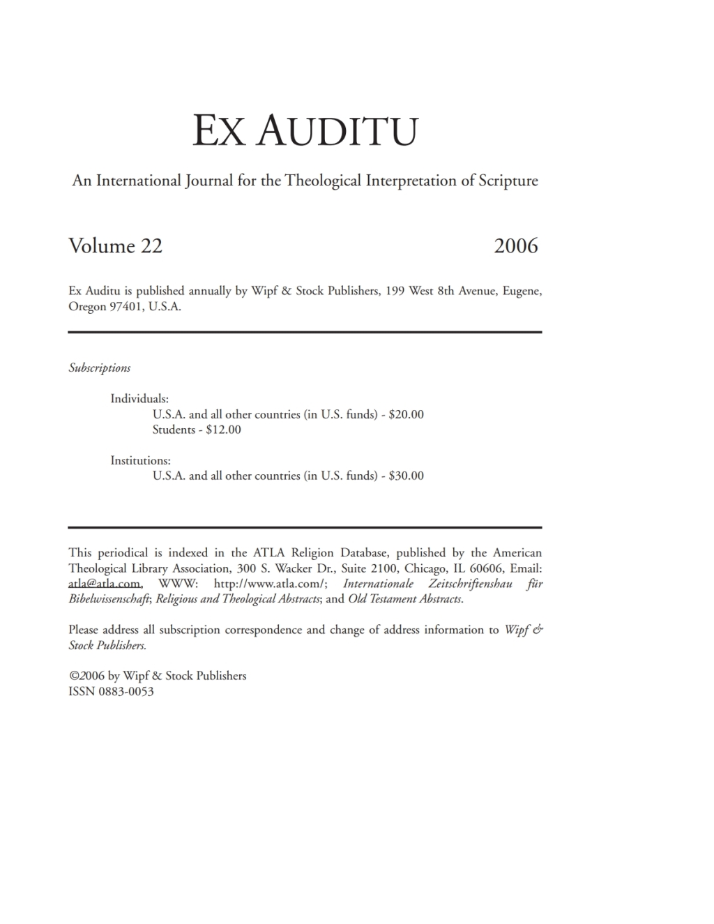 ISBN 9781498232616 product image for Ex Auditu - Volume 22 (eBook) | upcitemdb.com