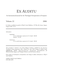 Cover image: Ex Auditu - Volume 22 9781498232616