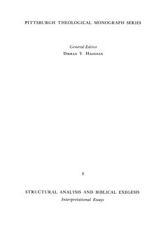 Omslagafbeelding: Structural Analysis and Biblical Exegesis 9780915138029