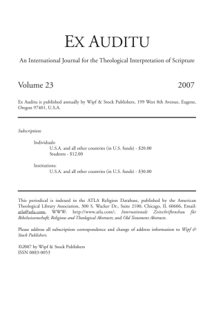 Titelbild: Ex Auditu - Volume 23 9781498232623