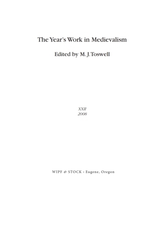Cover image: The Year's Work in Medievalism, 2008 9781556359590