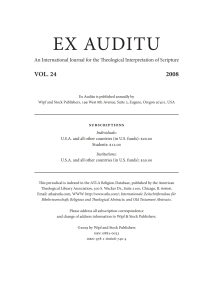 Cover image: Ex Auditu - Volume 24 9781606087404