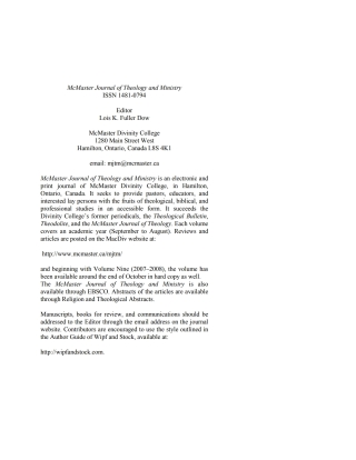 Cover image: McMaster Journal of Theology and Ministry: Volume 12 9781610978897