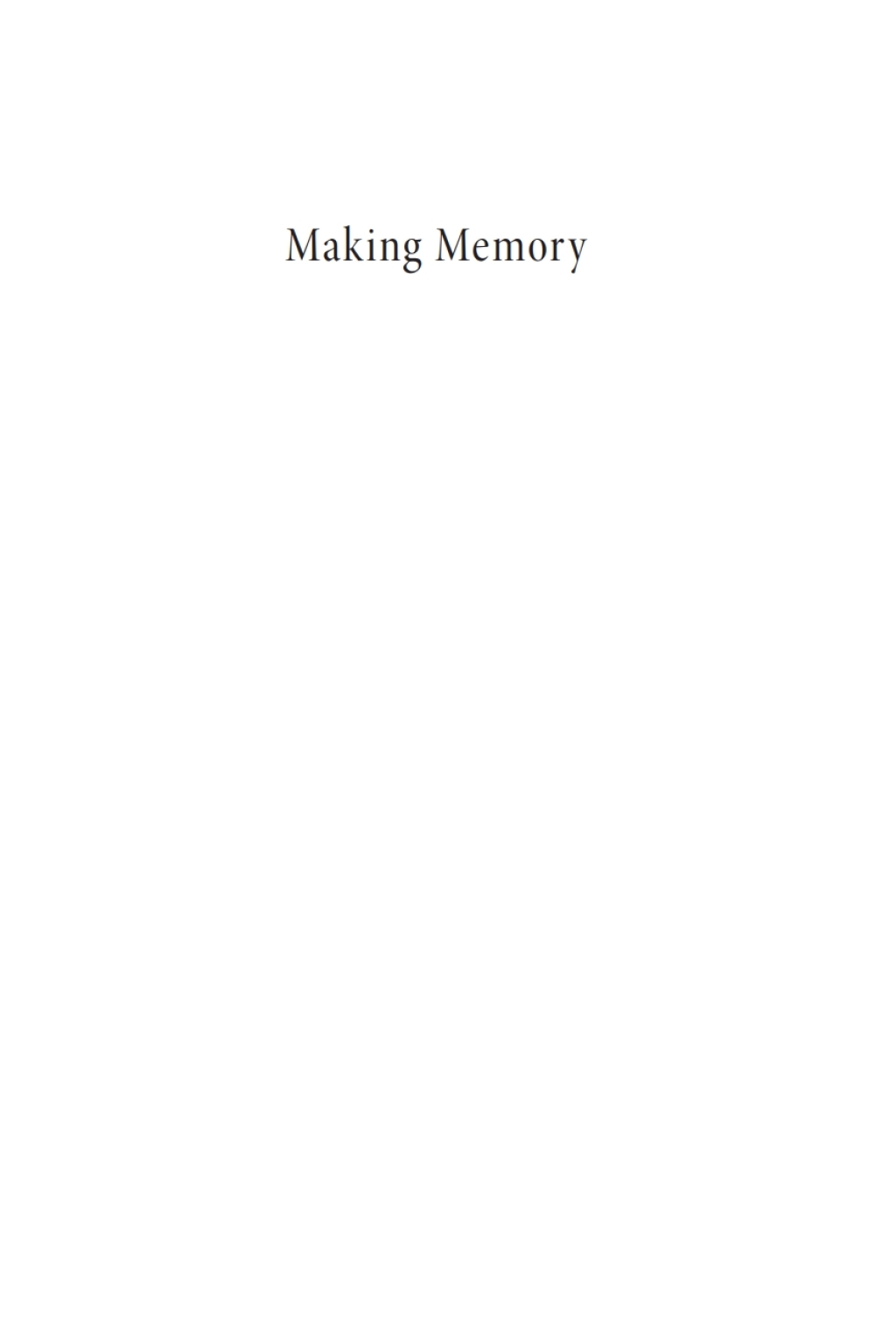 Making Memory (eBook)