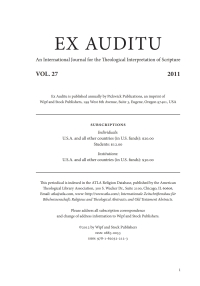 Cover image: Ex Auditu - Volume 27 9781620322123