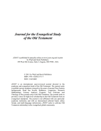 صورة الغلاف: Journal for the Evangelical Study of the Old Testament, 1.1 9781620323717
