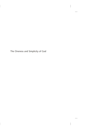 Cover image: The Oneness and Simplicity of God 9781625641250