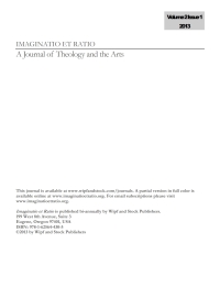 表紙画像: Imaginatio et Ratio: A Journal of Theology and the Arts, Volume 2, Issue 1 2013 9781625644305