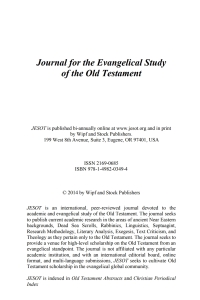Cover image: Journal for the Evangelical Study of the Old Testament, 3.1 9781498203494