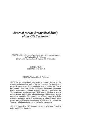 Cover image: Journal for the Evangelical Study of the Old Testament, 3.2 9781498220477