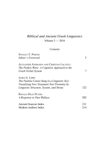 Cover image: Biblical and Ancient Greek Linguistics, Volume 5 9781532611865