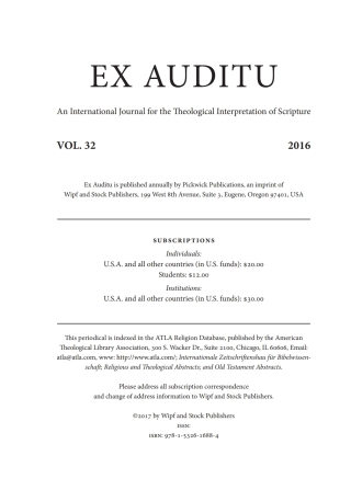 Imagen de portada: Ex Auditu - Volume 32 9781532616884