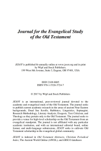Cover image: Journal for the Evangelical Study of the Old Testament, 5.2 9781532637247