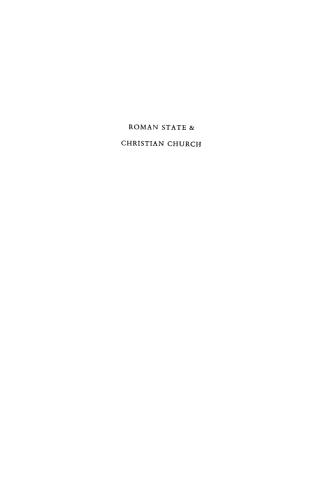 Cover image: Roman State & Christian Church Volume 1 1st edition 9781532666155