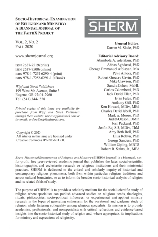 Cover image: Socio-Historical Examination of Religion and Ministry, Volume 2, Issue 2 9781725262904
