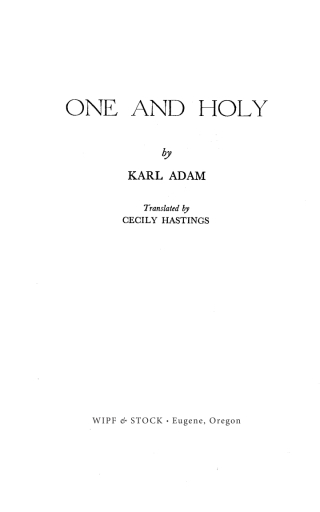 Cover image: One and Holy 9781725278158