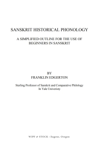 صورة الغلاف: Sanskrit Historical Phonology 9781725281059