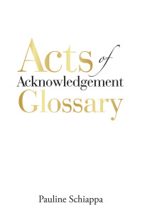 Cover image: Acts of Acknowledgement Glossary 9781728328348