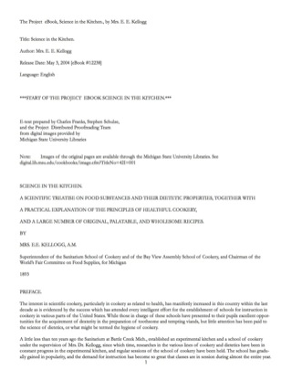 صورة الغلاف: Science in the Kitchen, by Mrs. E. E. Kellogg - The Original Classic Edition 9781742449821