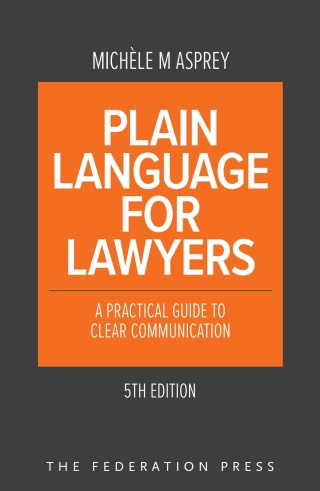 Cover image: Plain Language for Lawyers: A Practical Guide to Clear Communication 5th edition 9781760024963