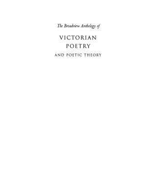 Cover image: The Broadview Anthology of Victorian Poetry and Poetic Theory 9781551111001