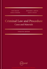Cover image: Criminal Law and Procedure: Cases and Materials 12th edition 9781772555899
