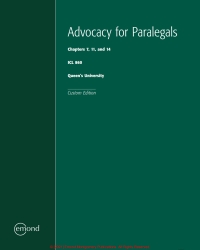 Cover image: Advocacy for Paralegals, 2nd Edition (chapters 7, 11 and 14)  2nd edition 9781772557619