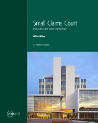 Imagen de portada: Small Claims Court: Procedure and Practice 5th edition 9781772557954