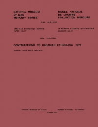 Omslagafbeelding: Contributions to Canadian ethnology, 1975 9781772821956