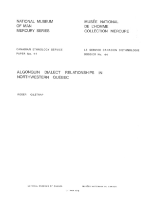 Cover image: Algonquin dialect relationships in Northwestern Quebec 9781772822076