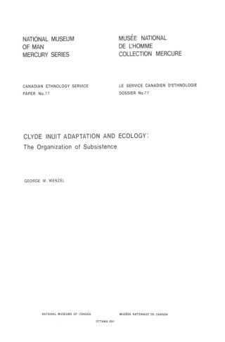 صورة الغلاف: Clyde Inuit adaptation and ecology 9781772822397