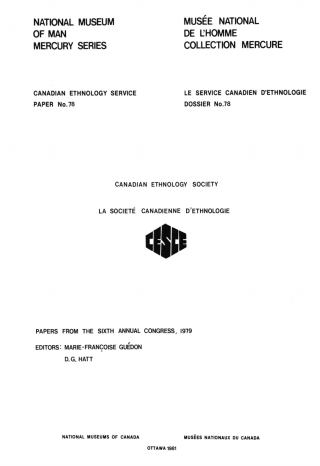 Cover image: Canadian Ethnology Society: Papers from the sixth annual congress, 1979 9781772822403